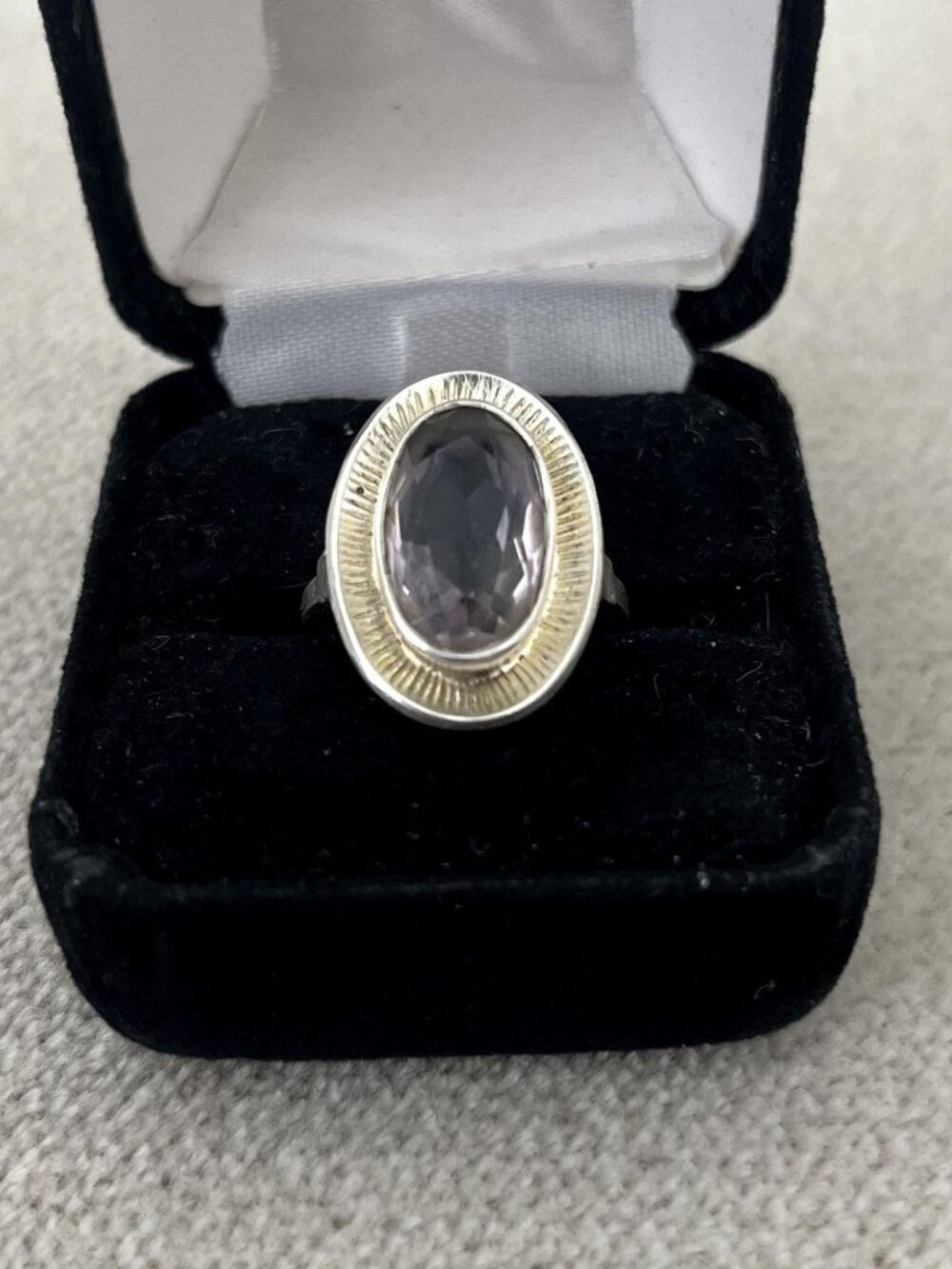 Sterling 925 Silver Handmade Ring with Rose Quartz, Size 7, Marked, Pre-owned